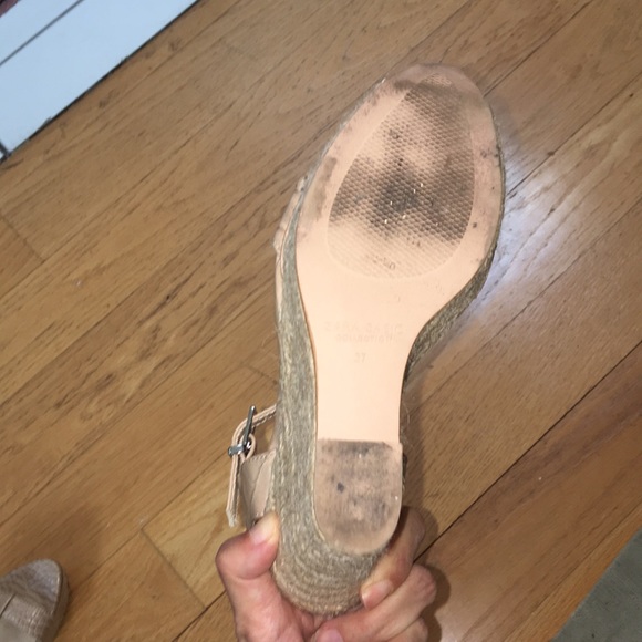 Zara wedge leather cream sandals - Picture 5 of 5